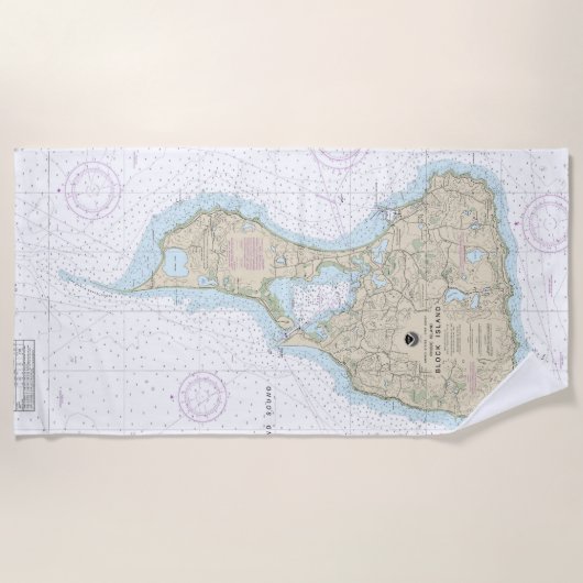 Block Island Nautical Chart 13217 Strandtuch (Vorderseite)