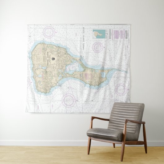 Block Island Nautical Chart 13217 Wandteppich (Beispiel (Horizontal))
