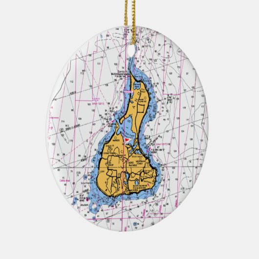 Block Island Nautical Chart Ornament (Rechts)