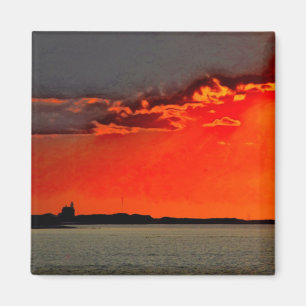 Block Island North Lighthouse bei Sunset Painting Magnet