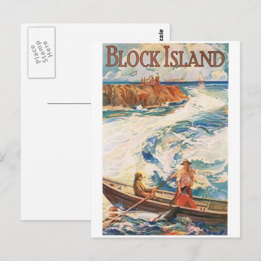 Block Island Postkarte (Vorne/Hinten)