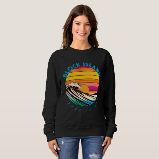 Block Island Retro 1980s Style Rhode Island Beach Sweatshirt (Vorne ganz)