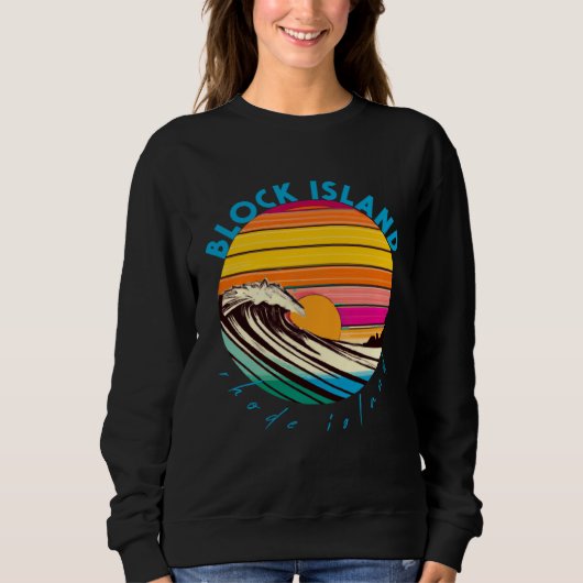 Block Island Retro 1980s Style Rhode Island Beach Sweatshirt (Vorderseite)