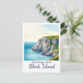 Block Island, Rhode Island – Island Cliffs Postkarte (Stehend Vorderseite)