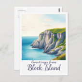 Block Island, Rhode Island – Island Cliffs Postkarte (Vorne/Hinten)