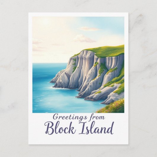 Block Island, Rhode Island – Island Cliffs Postkarte (Vorderseite)