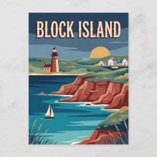 Block Island Rhode Island Küsten-Vintage-Plakat Postkarte