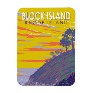 Block Island Rhode Island Reise Kunst Vintage Magnet