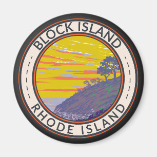 Block Island Rhode Island Reise Kunst Vintage Magnet