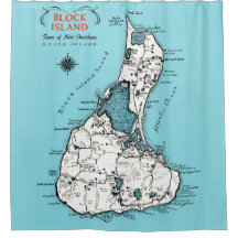 Block Island RI  Map Shower Curtain