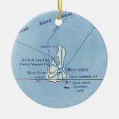 Block Island RI Vintage Karte Keramik Ornament (Vorne)