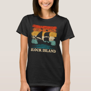 Block Island Segeln Vintage-Segelboot Sommer Boati T-Shirt