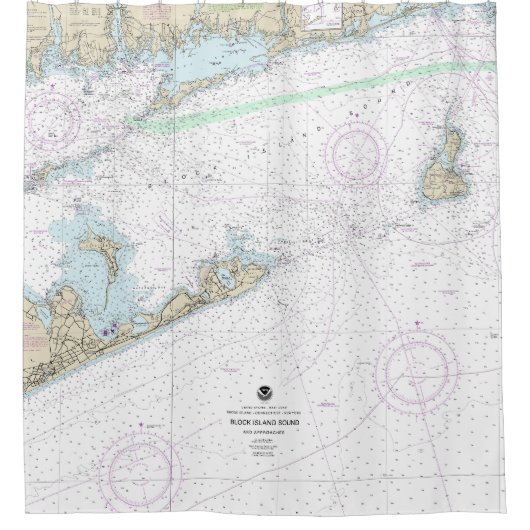 Block Island Sound and Approach Nautical Chart Duschvorhang (Vorderseite)