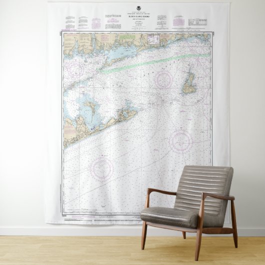 Block Island Sound and Approach Nautical Chart Wandteppich (Beispiel)