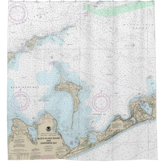 Block Island Sound and Gardiners Bay Chart Duschvorhang (Vorderseite)