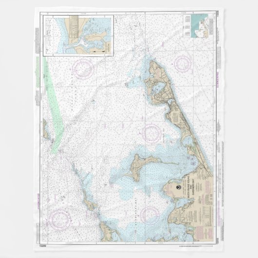 Block Island Sound and Gardiners Bay Chart Fleecedecke (Vorderseite)
