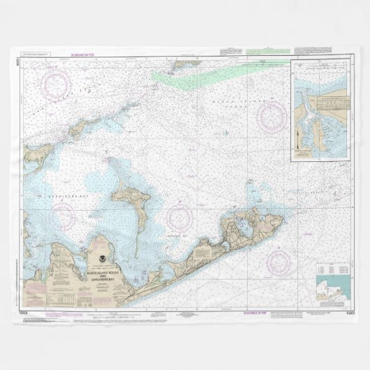 Block Island Sound and Gardiners Bay Chart Fleecedecke (Vorderseite (Horizontal))