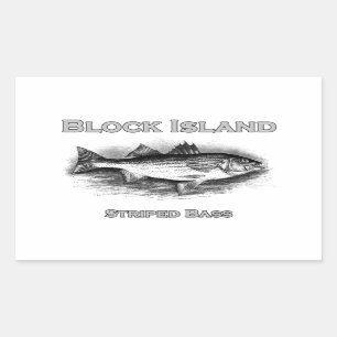 Block Island Vintage gestreifter Bass Logo Rechteckiger Aufkleber