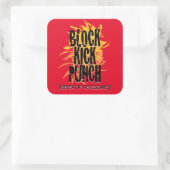 Block Kick Punch Fire Gfx Red Quadratischer Aufkleber (Tasche)
