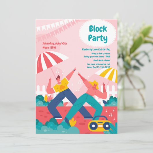 Block Party 2 Einladung (Stehend Vorderseite)