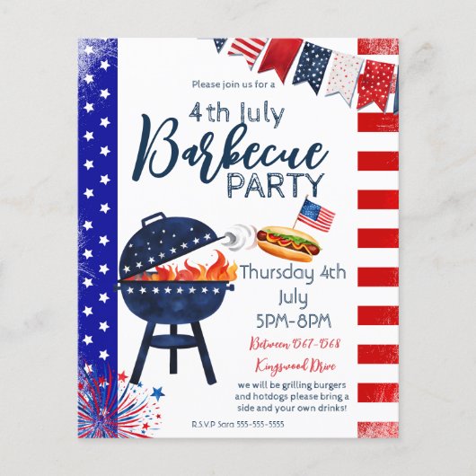 Block Party 4. Juli GRILLEN Party Nachbarn P Flyer (Vorne)