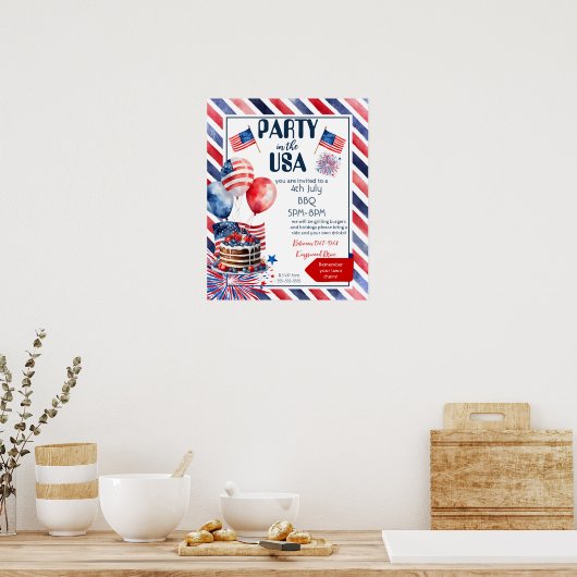 Block Party 4. Juli GRILLEN Party Nachbarn Poster (Küche)