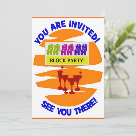 BLOCK-PARTY EINLADUNG (Stehend Vorderseite)