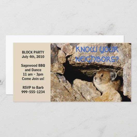 Block Party Humour Invite (Vorne/Hinten)