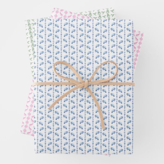 Block Print Animal Wrapping Paper (3) Geschenkpapier Set (Beispiel)