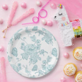 Block Print Aqua Paper Plates Pappteller (Party)