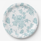 Block Print Aqua Paper Plates Pappteller (Vorderseite)