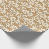 Block Print Birds with Florals | Beige & Gold Seam Geschenkpapier (Ecke)