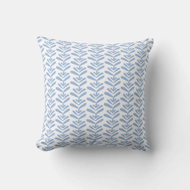 Block Print Blue Square Pillow Kissen (Vorderseite)