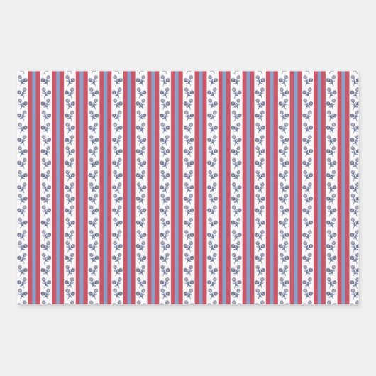 Block Print Botanical Stripes  Geschenkpapier Set (Vorderseite 2)