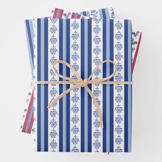 Block Print Botanical Stripes  Geschenkpapier Set (Beispiel)