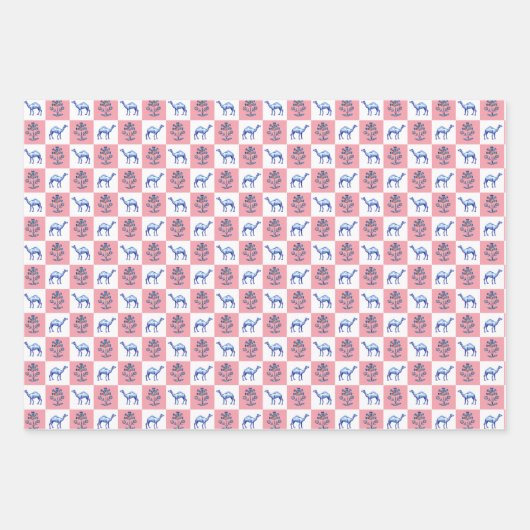 Block Print Botanicals und Tiere Geschenkpapier Set (Vorderseite)