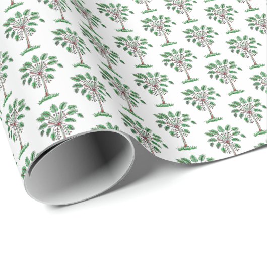 Block Print Christmas Palmetto Wrapping Paper Geschenkpapier (Rolleneckpunkt)