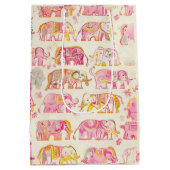 Block Print Elephant Paper Geschenktasche - Rustik Mittlere Geschenktüte (Rückseite)