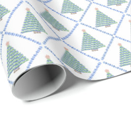 Block Print Flower Christmas Wrapping Paper Geschenkpapier