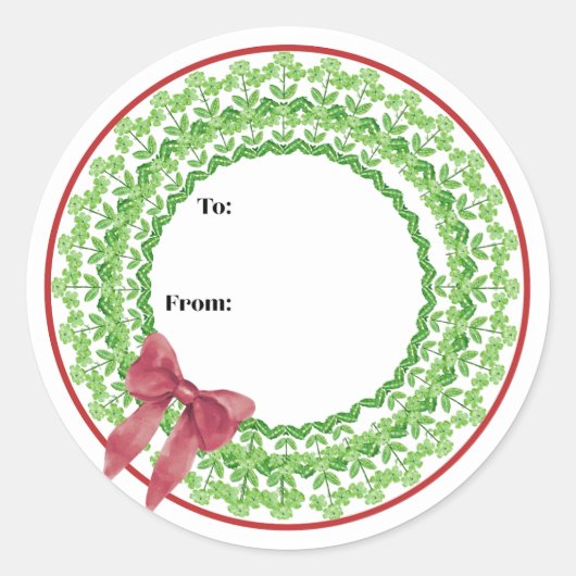 Block Print Flower Wreath Sticker (Vorderseite)