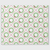 Block Print Flower Wreath Wrapping Paper Geschenkpapier (Flach)