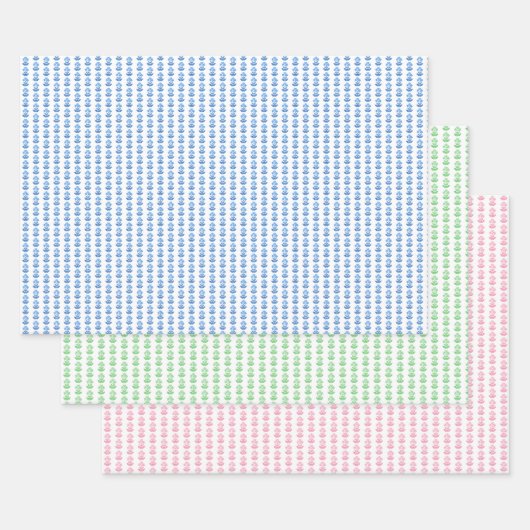 Block Print Flowers Wrapping Paper Geschenkpapier Set (Set)