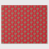 Block Print Palmetto Christmas Wrapping Paper Geschenkpapier (Flach)