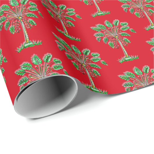 Block Print Palmetto Christmas Wrapping Paper Geschenkpapier (Rolleneckpunkt)