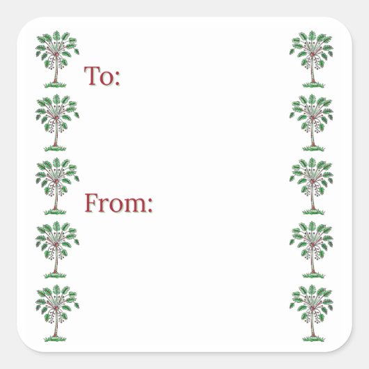 Block Print Palmetto Holiday Stickers (Vorderseite)