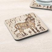 Block Print Sheep Donkey Quilt - brown donkey. Getränkeuntersetzer (Linke Seite)