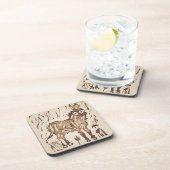 Block Print Sheep Donkey Quilt - brown donkey. Getränkeuntersetzer (Rechte Seite)