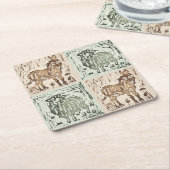 Block Print Sheep Donkey Quilt - farm animals. Rechteckiger Pappuntersetzer (angewinkelt)