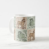 Block Print Sheep Donkey Quilt - Green Brown Kaffeetasse (Vorderseite Links)