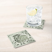 Block Print Sheep Donkey Quilt - green sheep. Rechteckiger Pappuntersetzer (Vor Ort)